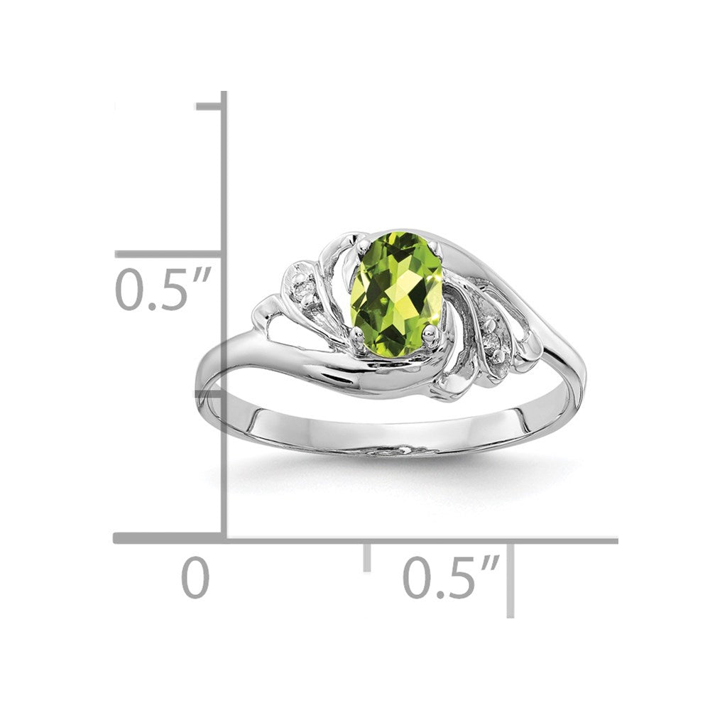 14k White Gold 6x Oval Peridot VS Diamond ring