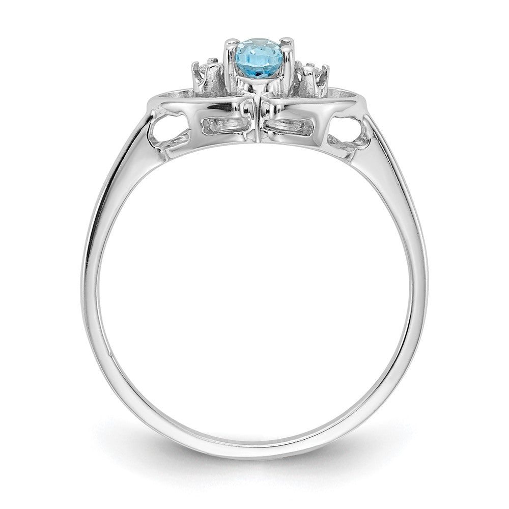 14k White Gold 5x Oval Blue Topaz VS Diamond ring