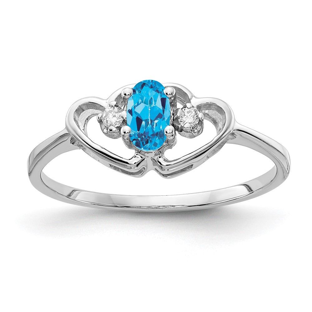 14k White Gold 5x Oval Blue Topaz VS Diamond ring