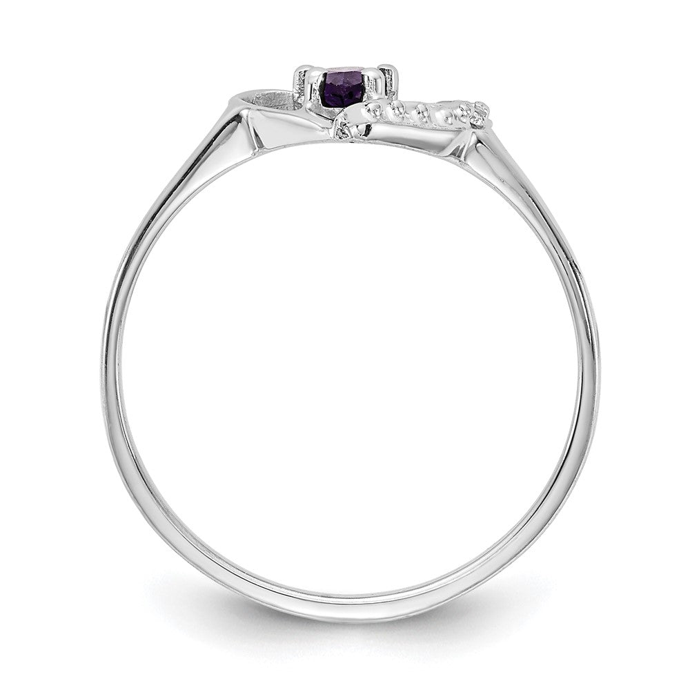 14k White Gold Polished Holds 1- Diamond and 5x3 Pear Gemstone Heart Ring Mounting