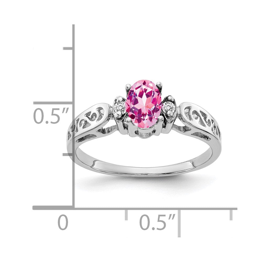 14k White Gold 6x Oval Pink Sapphire AA Diamond ring