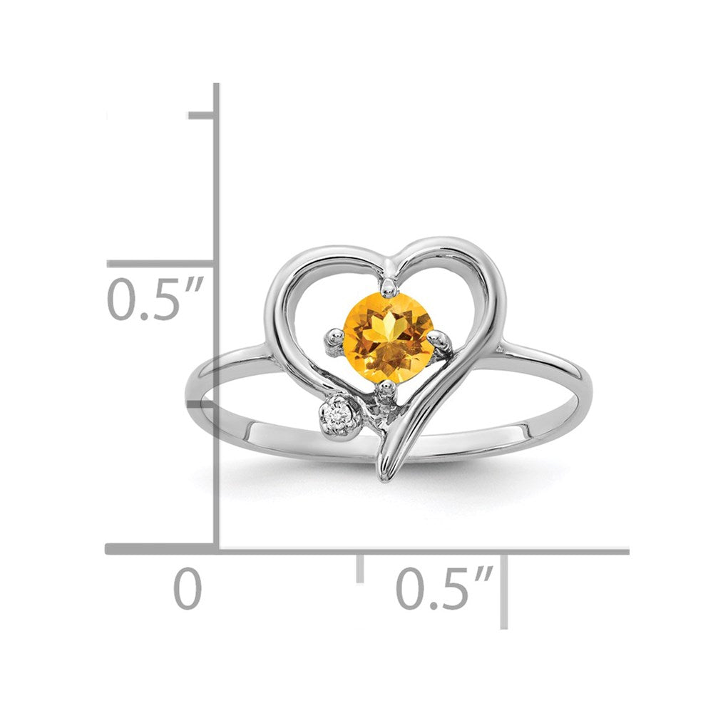 14k White Gold Citrine A Diamond ring