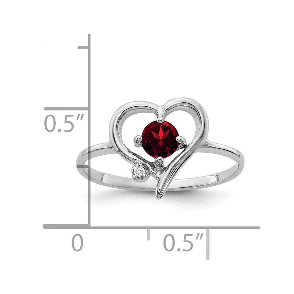 14k White Gold Garnet AA Diamond ring
