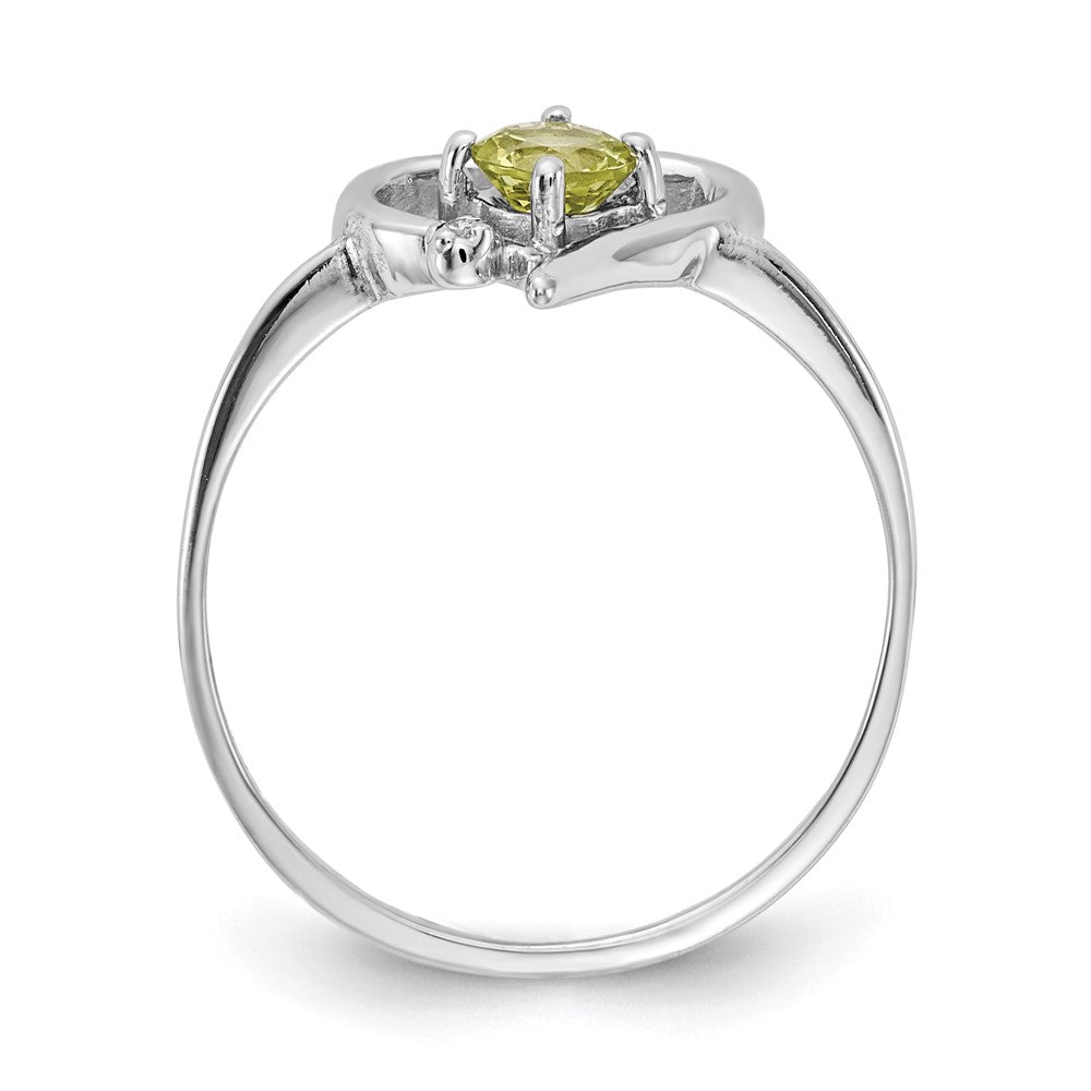 14k White Gold Peridot AAA Diamond ring