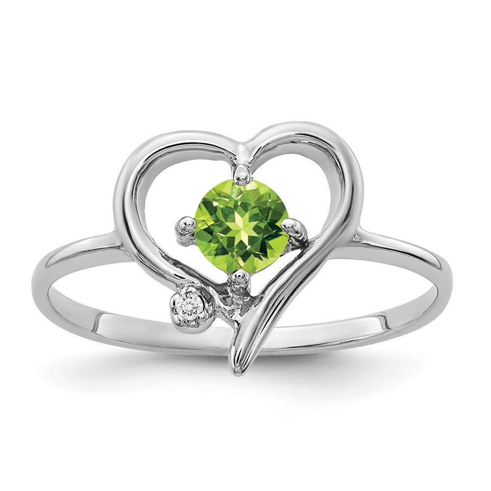 14k White Gold Peridot A Diamond ring