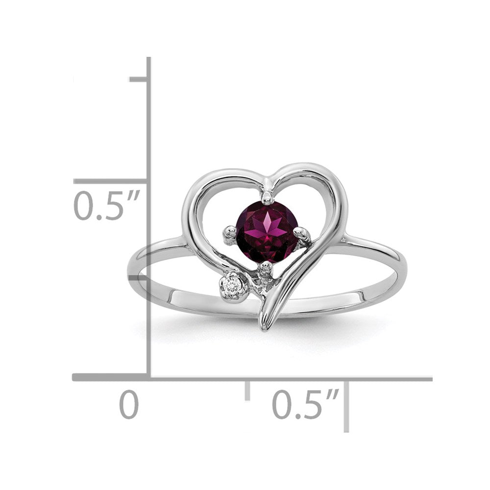 14k White Gold Rhodolite Garnet VS Diamond ring