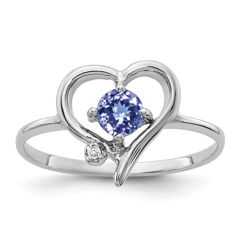 14k White Gold Tanzanite A Diamond ring