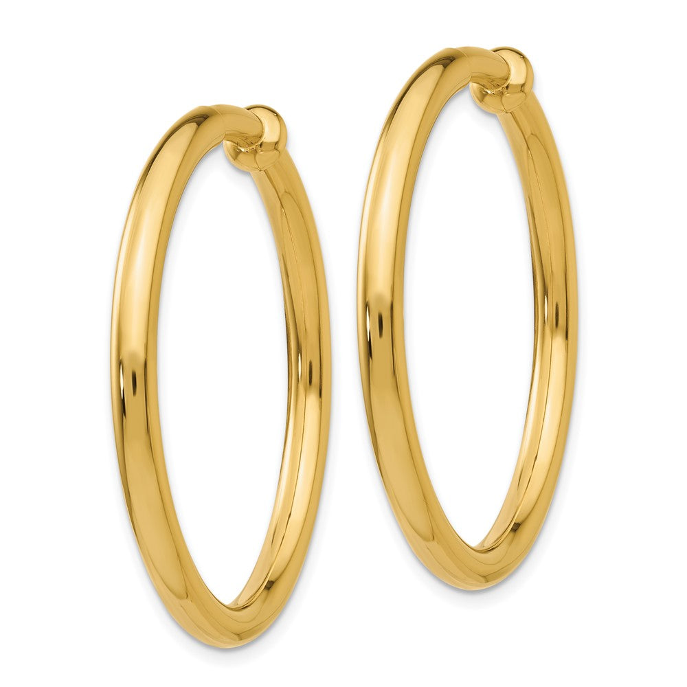 14k 3x Polished Tube Hoop Non-pierced Earrings