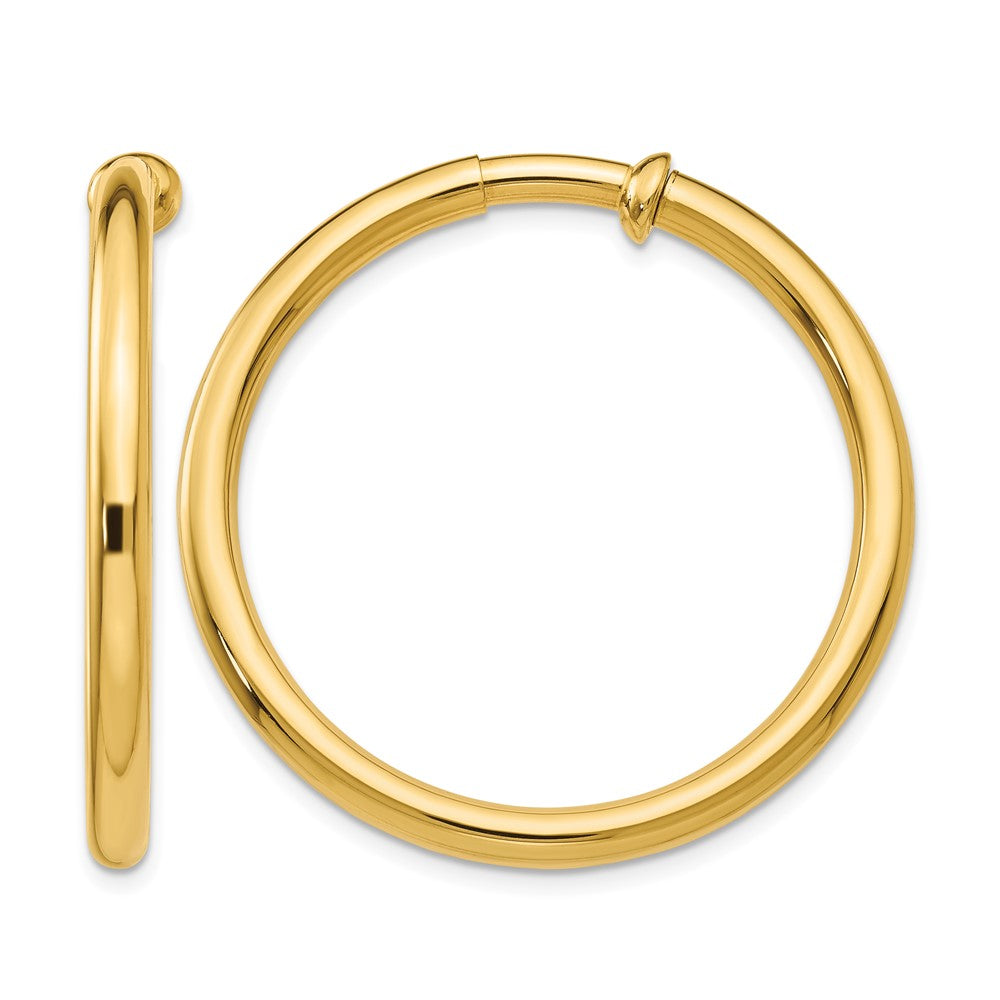 14k 3x Polished Tube Hoop Non-pierced Earrings