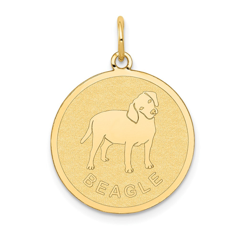 14k BEAGLE Engravable Disc Dog Charm