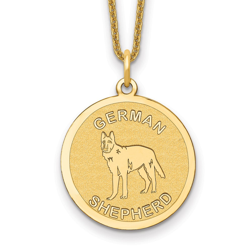 14k German Shepherd Disc Necklace