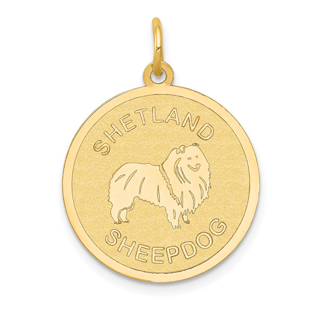 14k SHETLAND SHEEP Engravable Disc Dog Charm