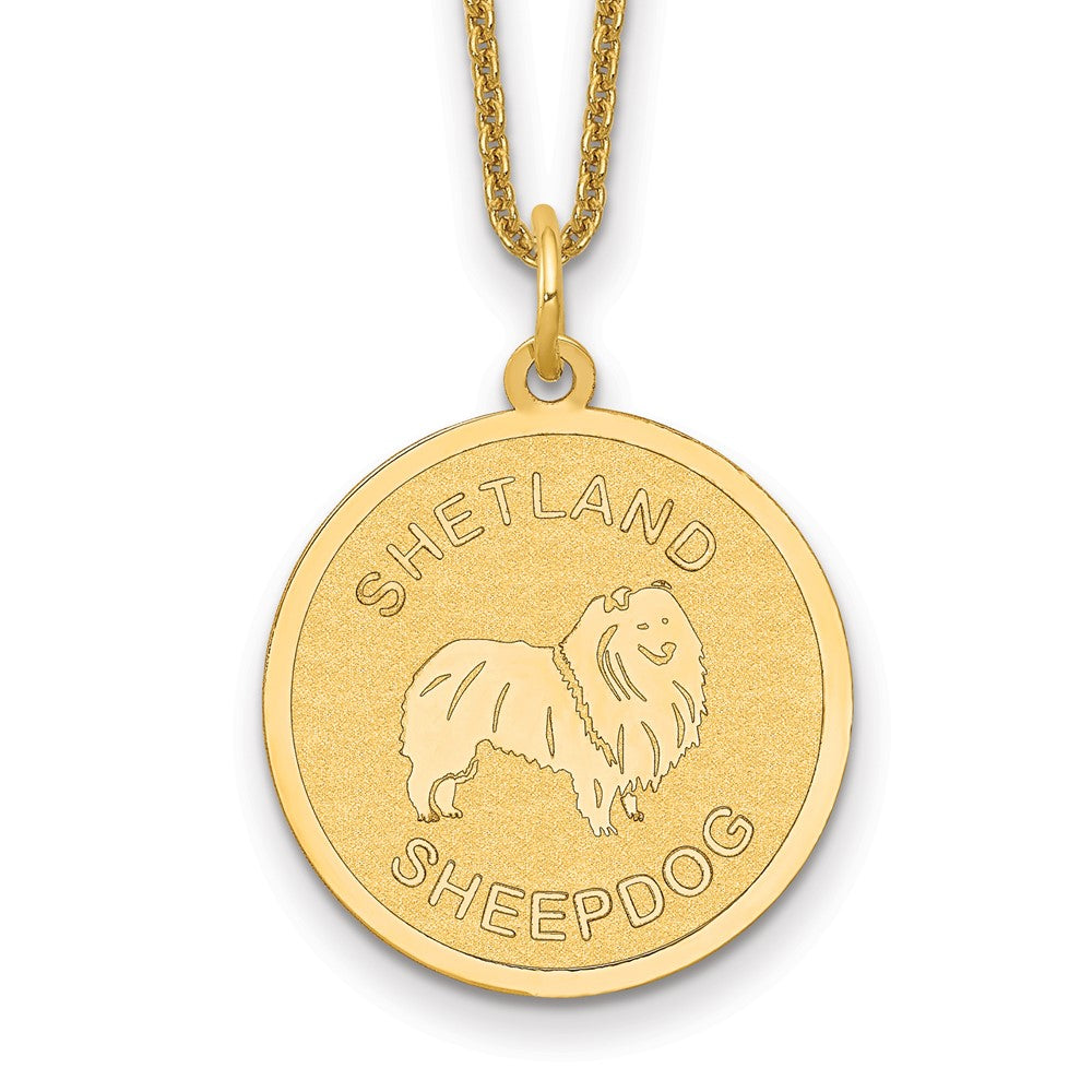 14k Shetland Sheepdog Disc Necklace