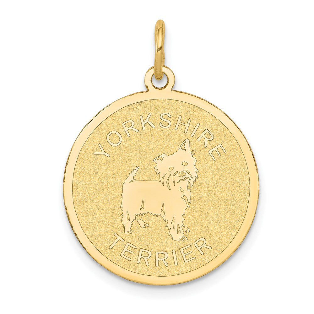 14k YORKSHIRE TERRIER Engravable Disc Dog Charm