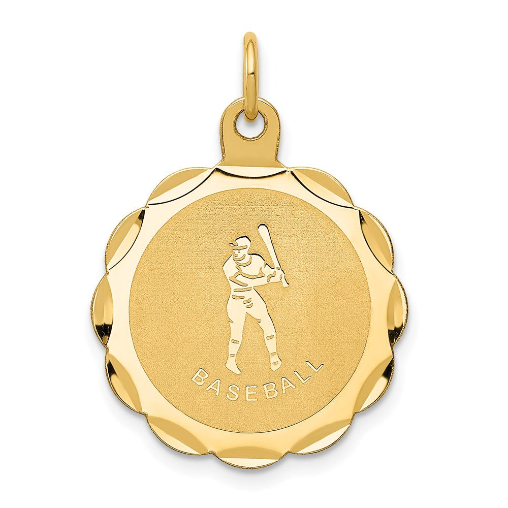 14k Baseball Engravable on Back Disc Charm