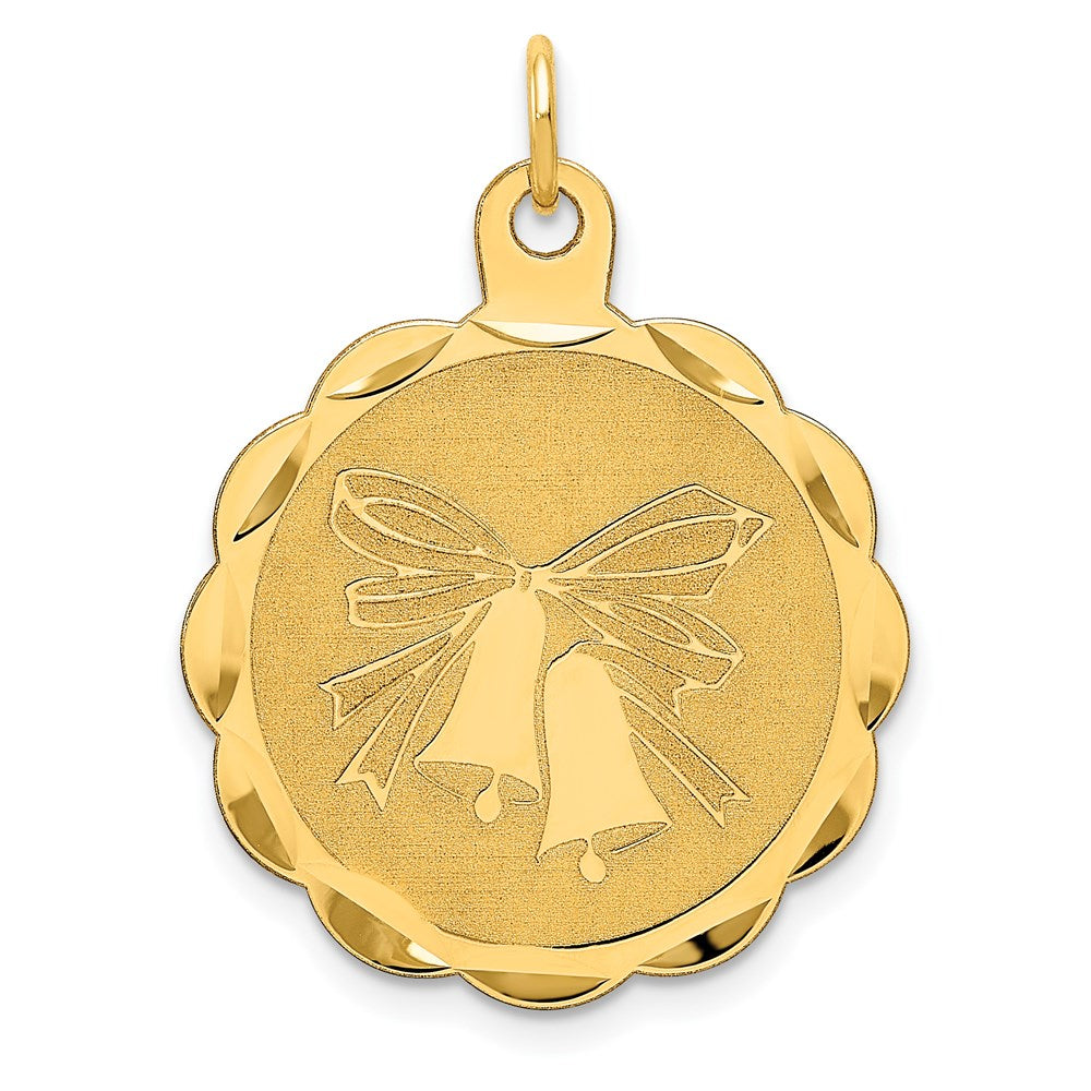 14K WEDDING BELLS Engravable Disc Charm