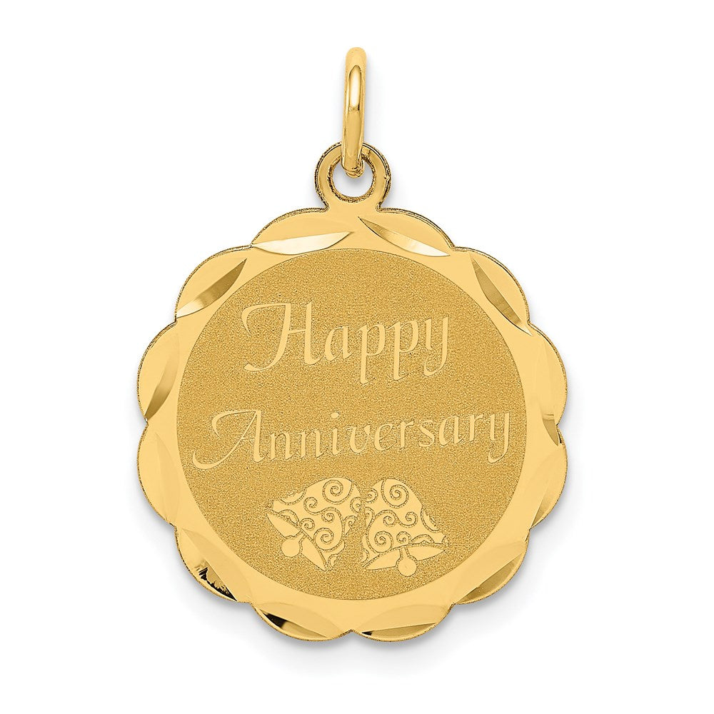 14K HAPPY ANNIVERSARY with Bells Engravable Disc Charm
