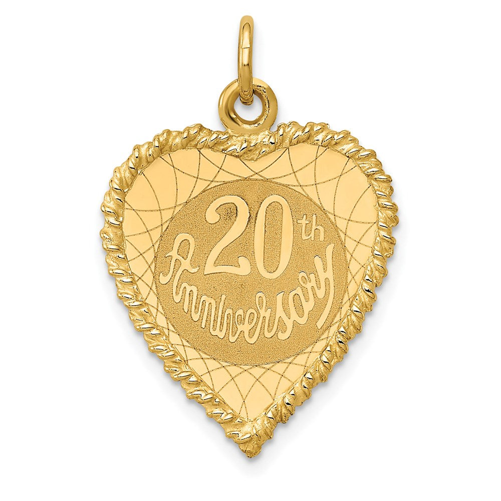 14K 20th ANNIVERSARY Engravable Rope-Edge Heart Charm