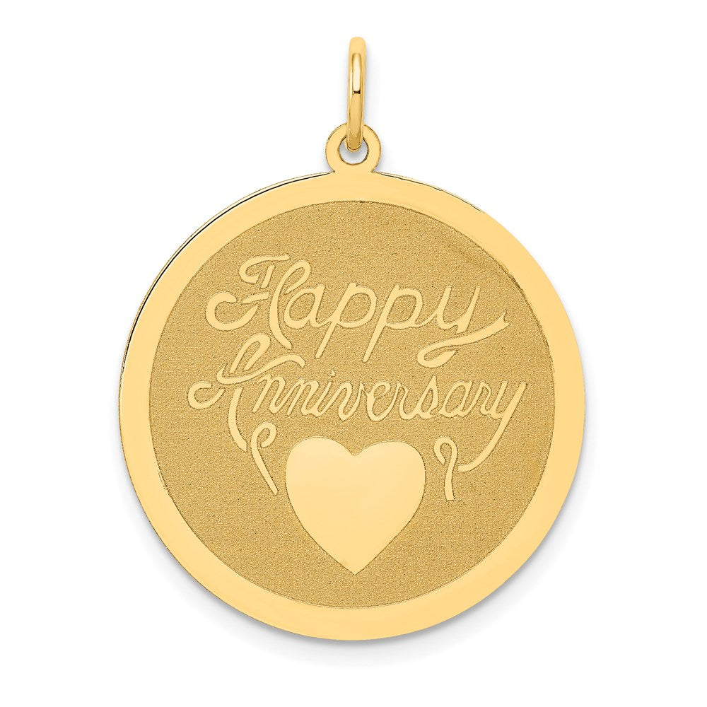 14K HAPPY ANNIVERSARY with Heart Engravable Disc Charm