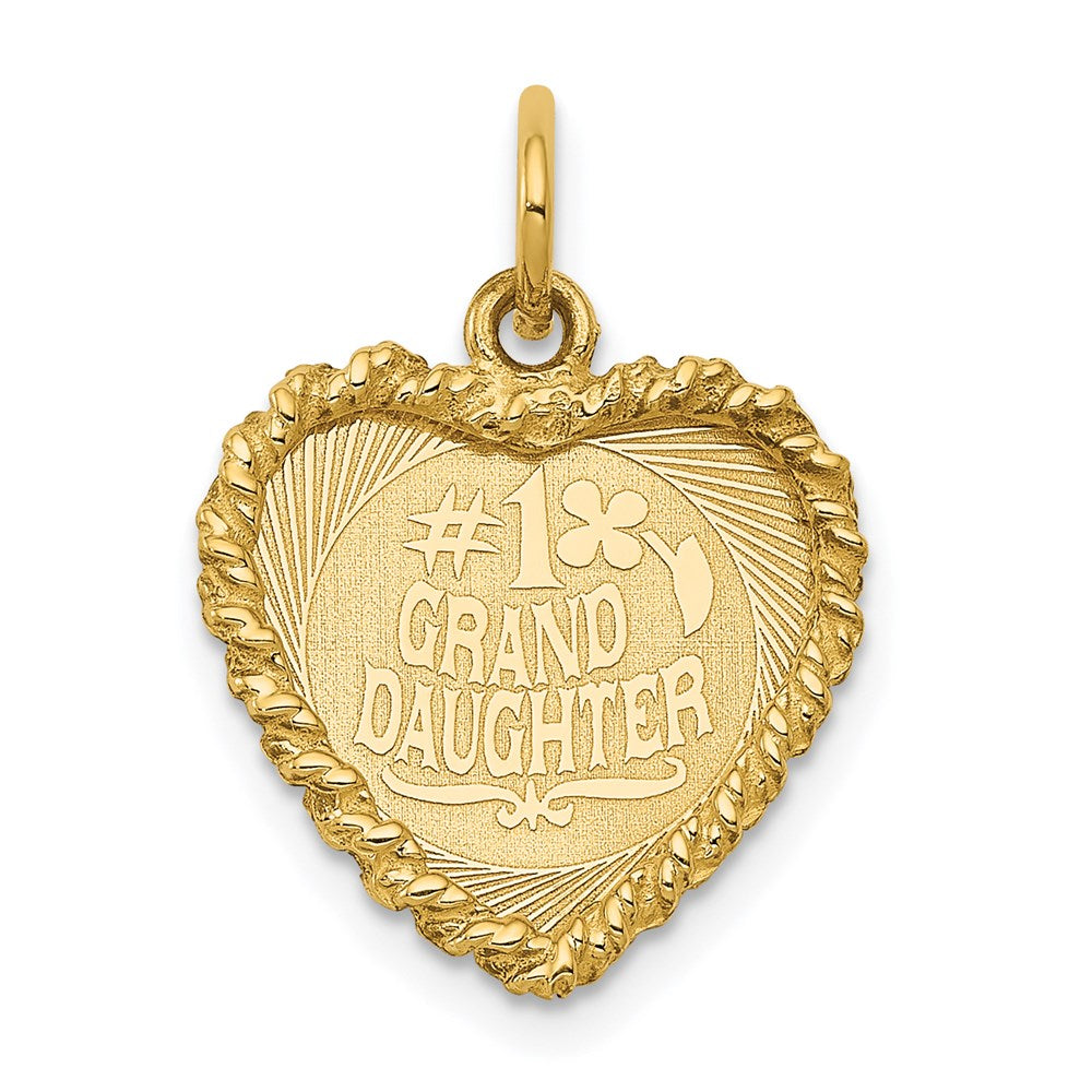 14k #1 GRANDDAUGHTER Engravable Heart with Rope Edge Charm