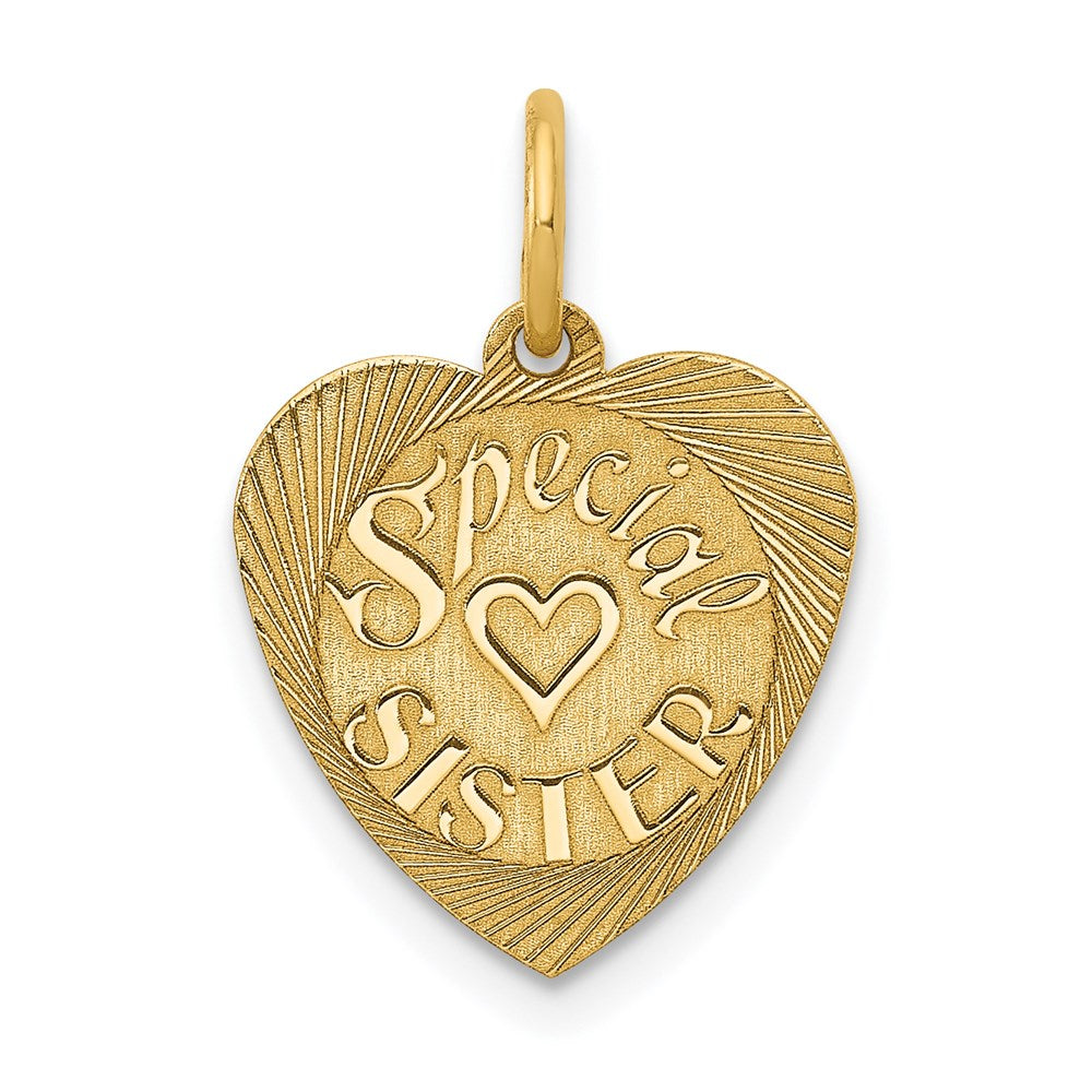 14K SPECIAL SISTER Engravable Heart Charm