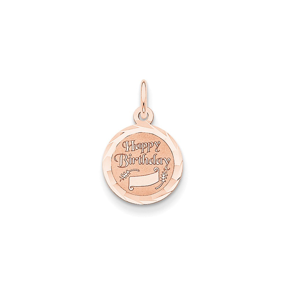 14k Rose Gold Happy Birthday Disc Charm