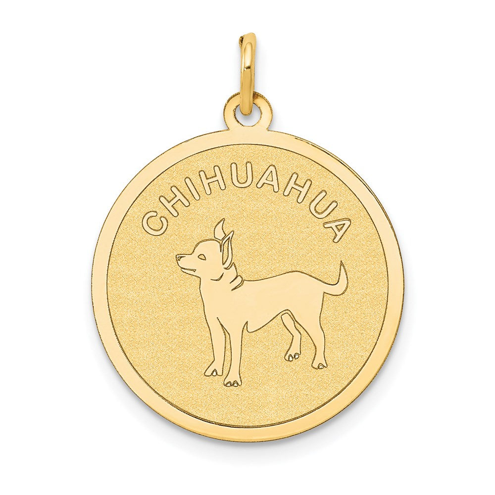 14k CHIHUAHUA Engravable Disc Dog Charm
