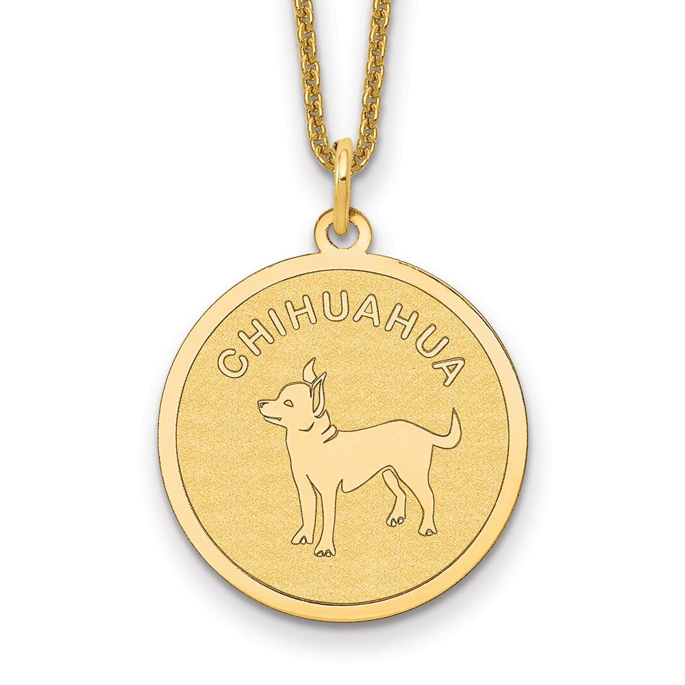 14k Chihuahua Disc Necklace