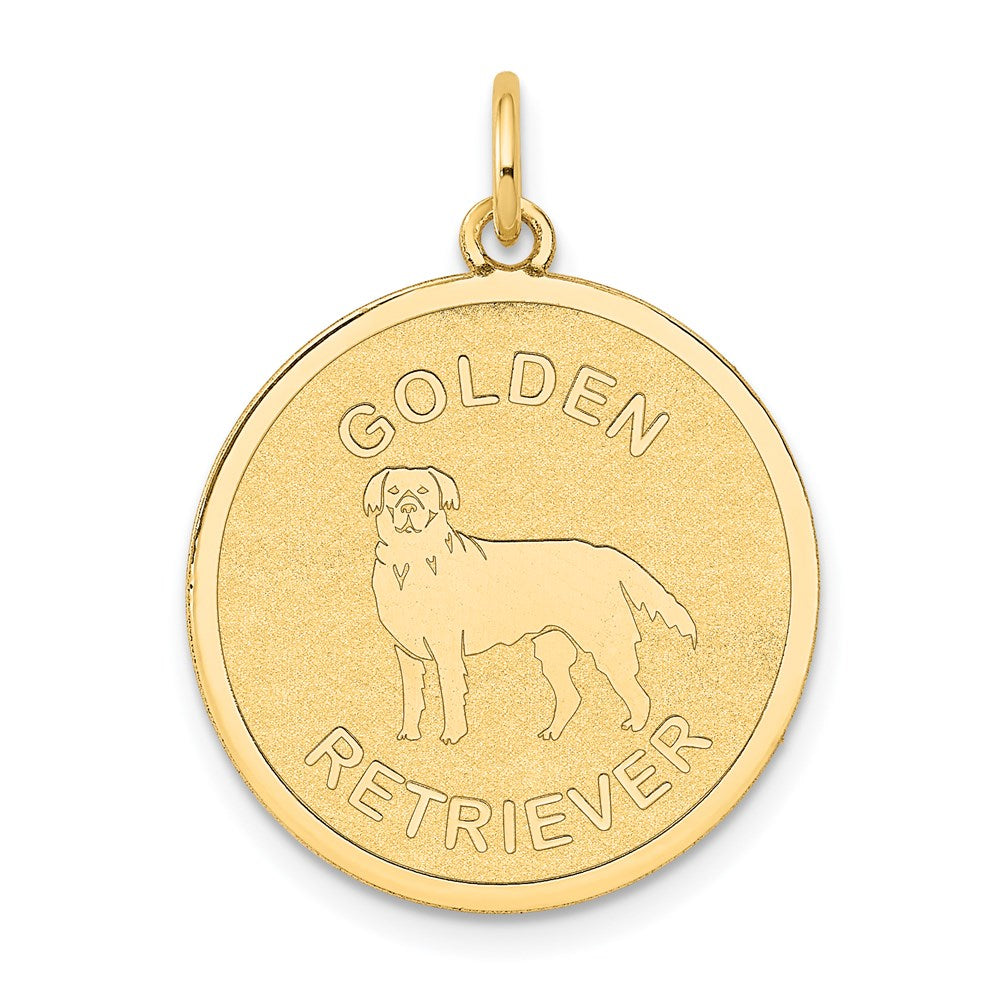14k GOLDEN RETRIEVER Engravable Disc Dog Charm