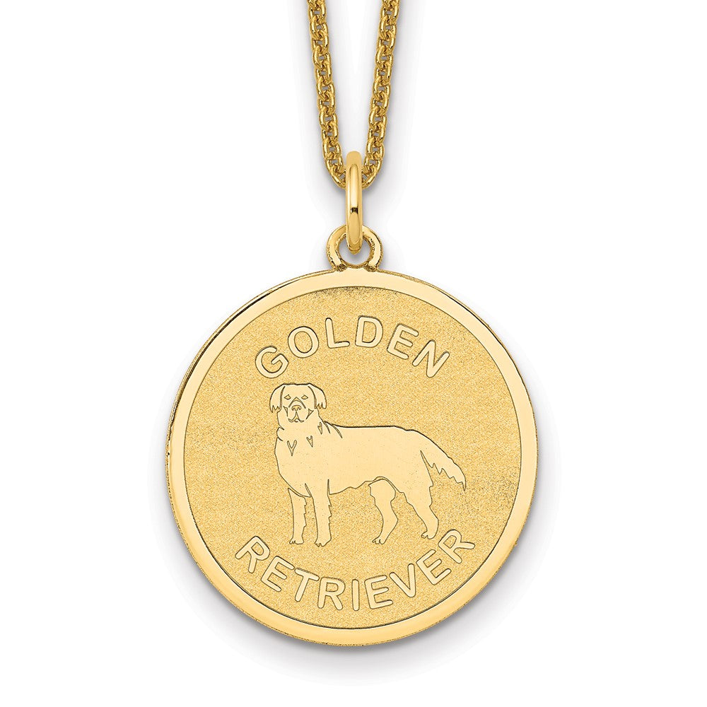 14k Golden Retriever Disc Necklace