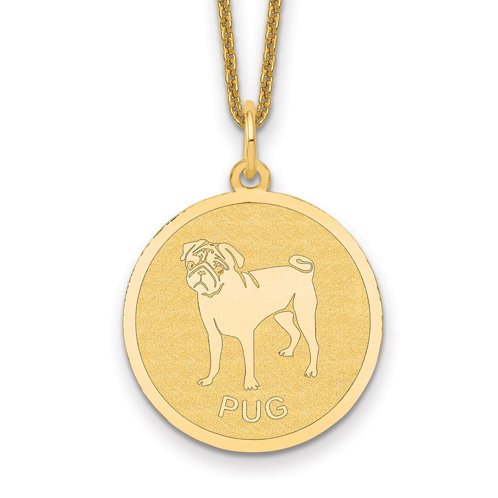 14k Pug Disc Necklace