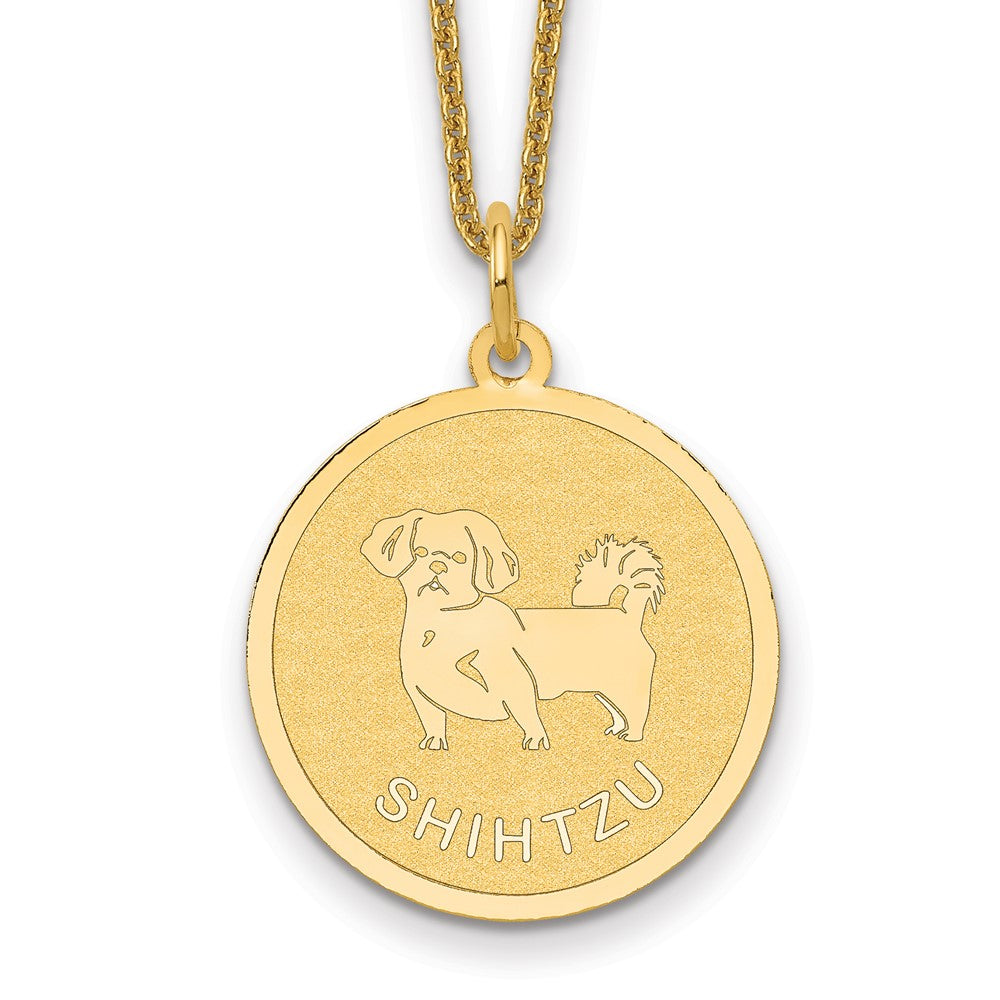 14k Shih Tzu Disc Necklace