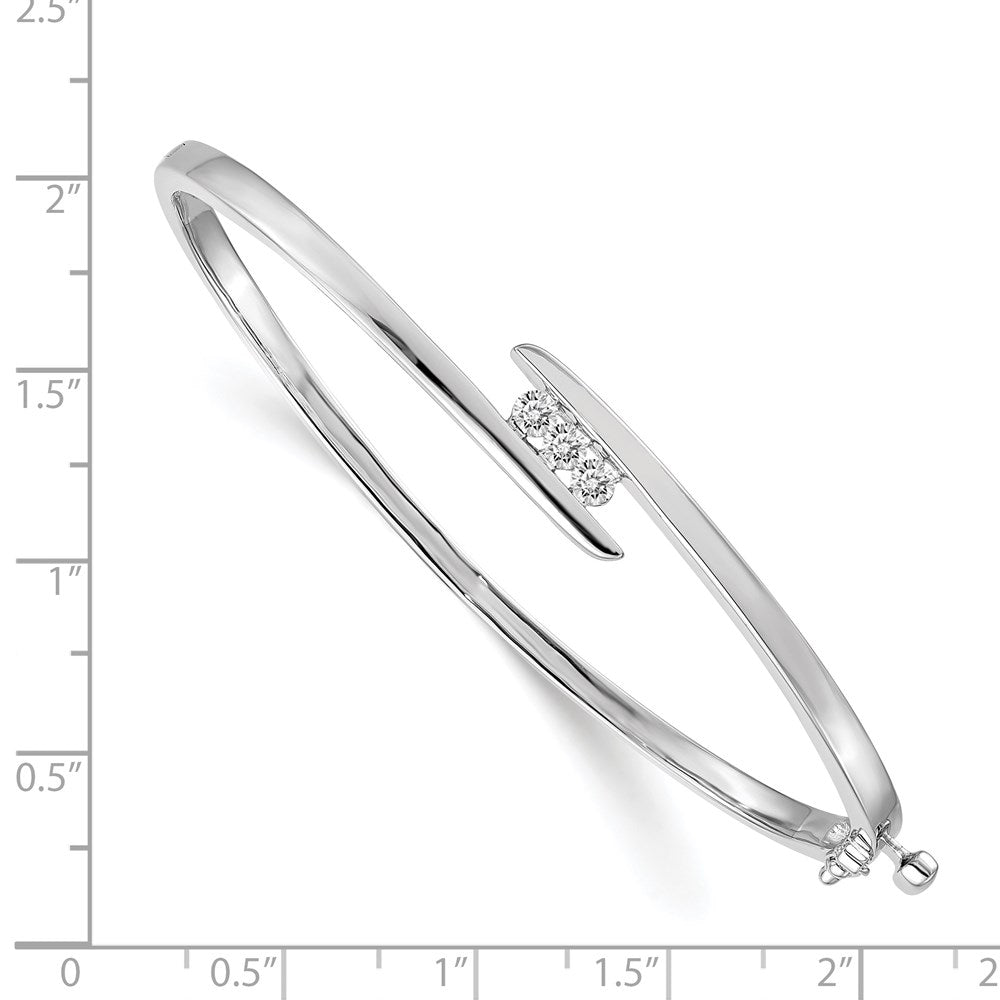 14k White Gold Complete 3-Stone 1/3 carat VS Diamond Hinged Oval Bangle Bracelet