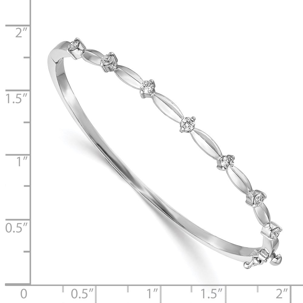 14k Complete 1/2 carat White Gold AAA Diamond Hinged Oval Bangle Bracelet