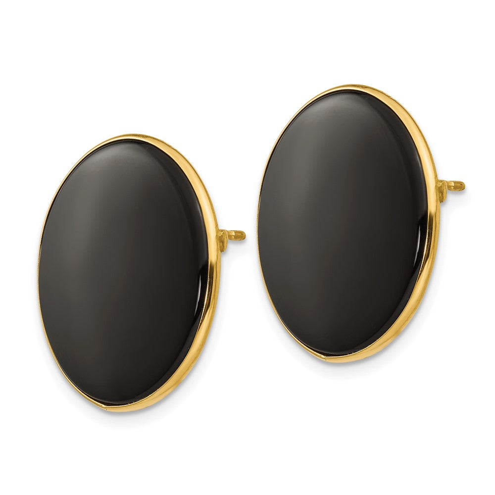 14k Round Black Onyx Post Earrings