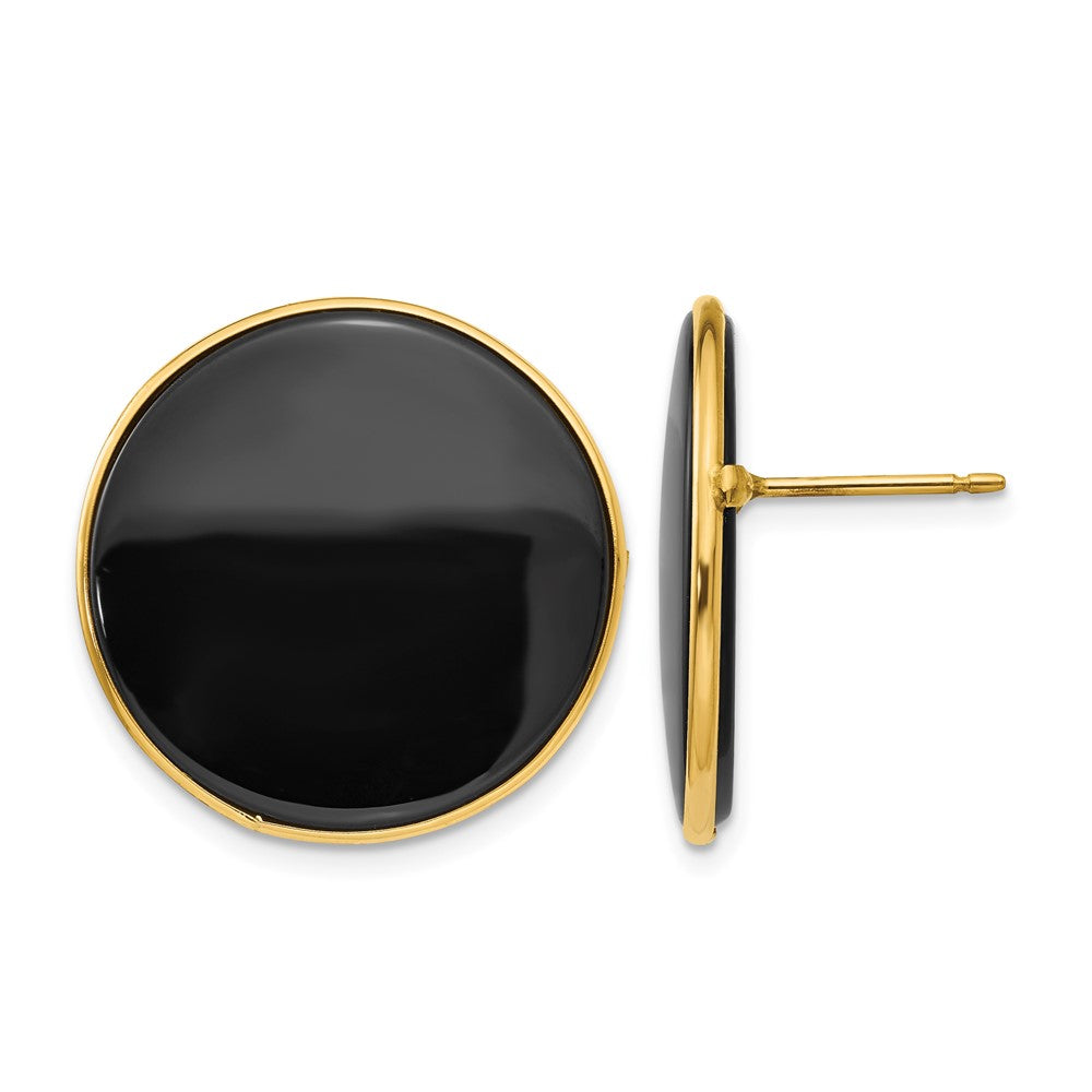 14k Round Black Onyx Post Earrings