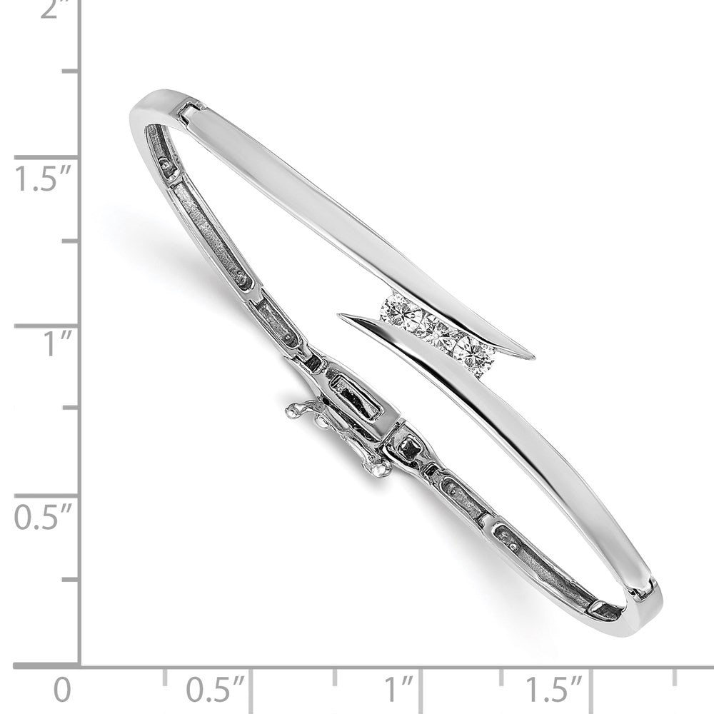 14k White Gold Complete 3-Stone 1/4 carat VS Diamond Hinged Bangle Bracelet