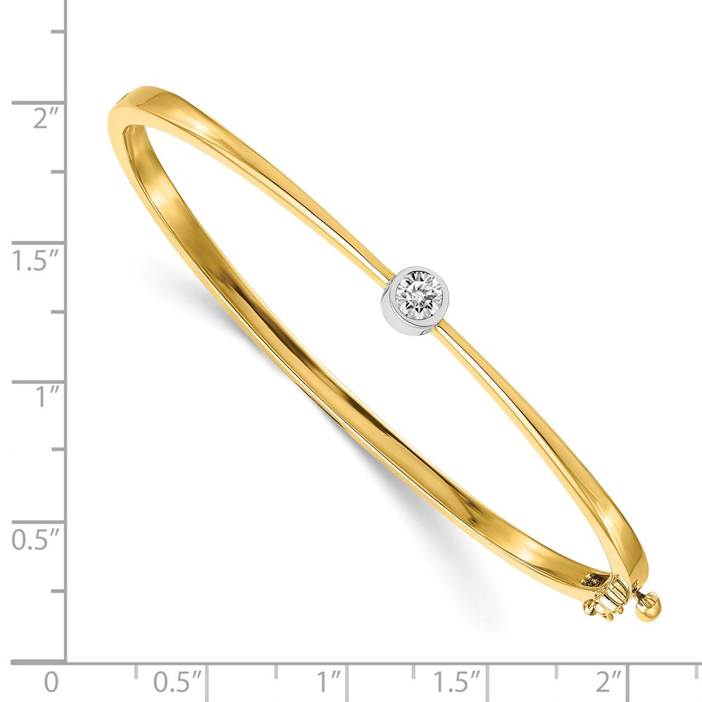 14k Two-tone Complete 1/4 carat VS Diamond Hinged Oval Bangle Bracelet