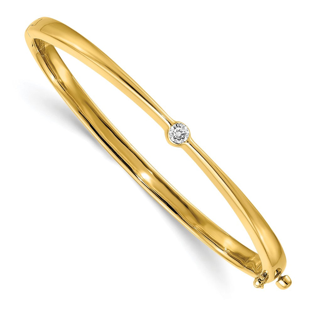 14k AAA Diamond Hinged Bangle