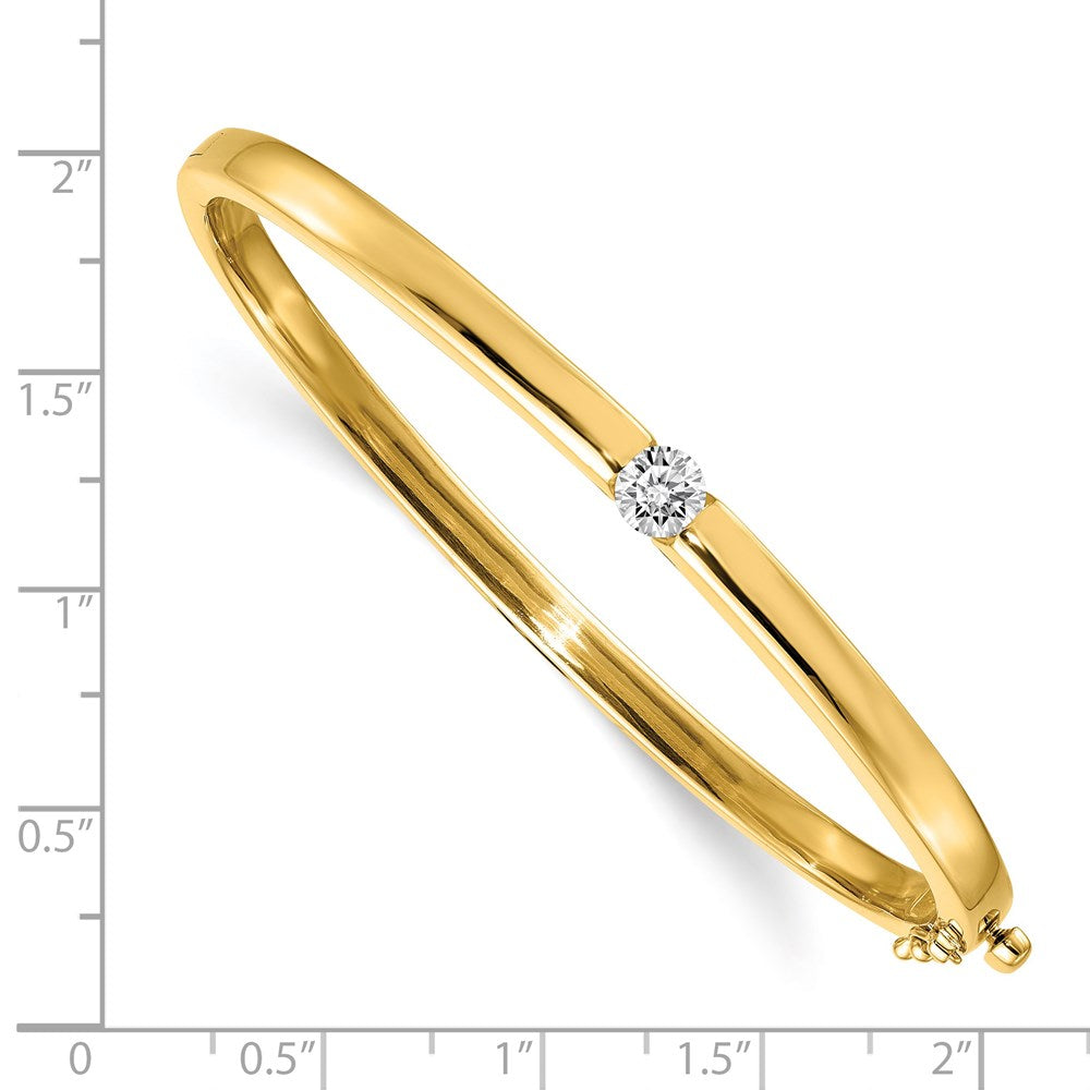14k Polished Complete 1/2 carat VS Diamond Hinged Oval Bangle Bracelet
