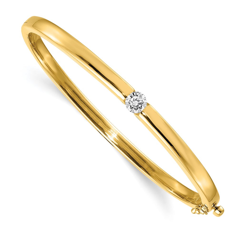 14k Polished Complete 1/2 carat VS Diamond Hinged Oval Bangle Bracelet