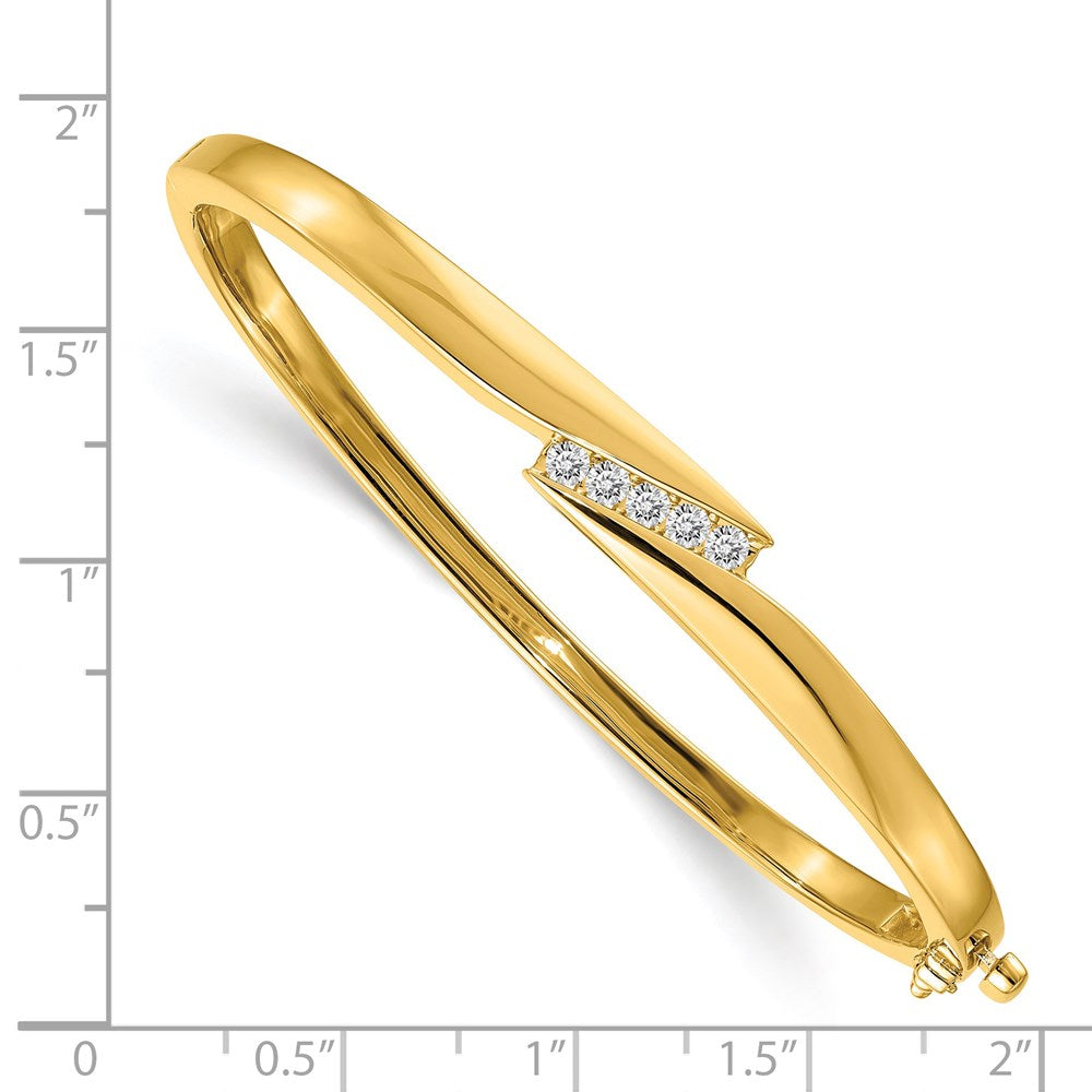 14k Complete 5-Stone 1/3 carat AAA Diamond Hinged Oval Bangle Bracelet