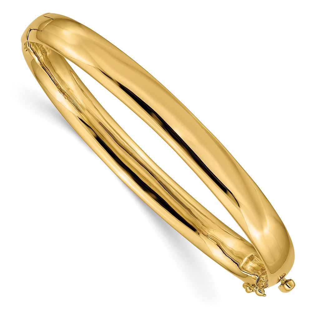 14k 6.4mm Polished Solid Hinged Bangle