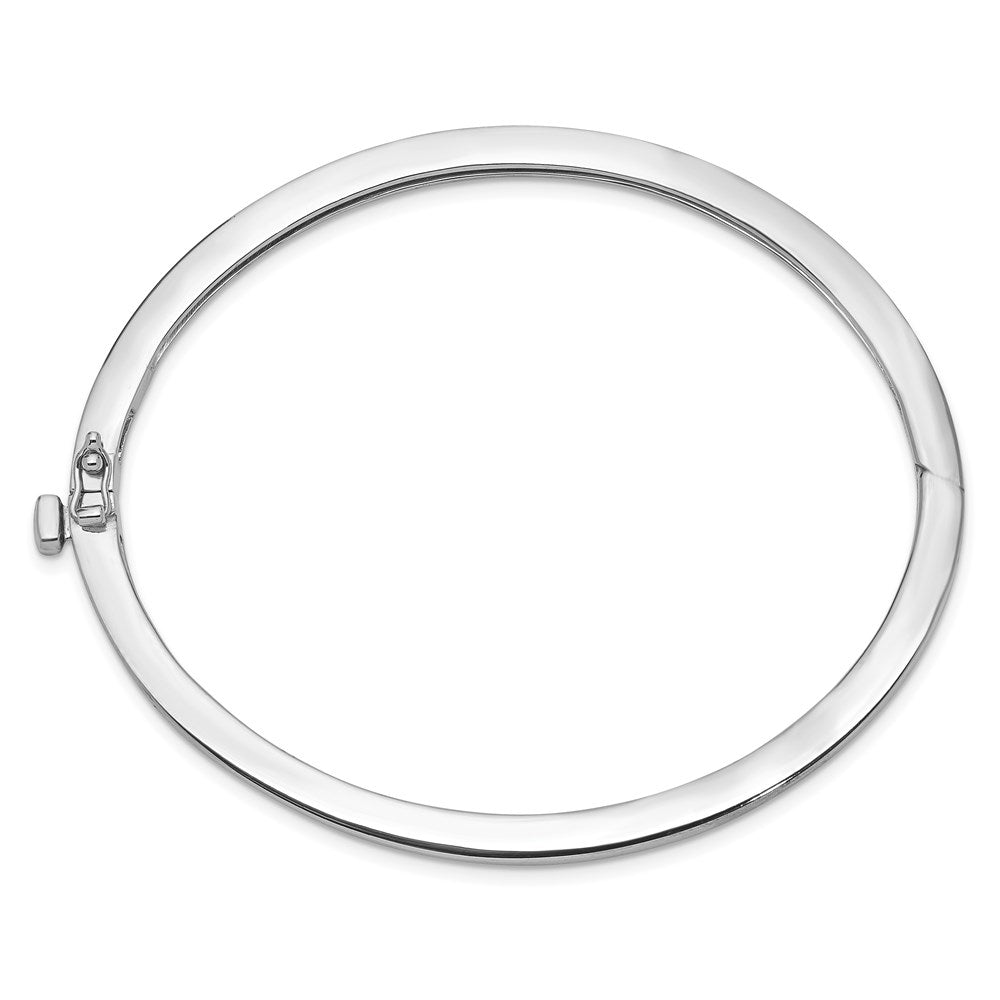 14k White Gold Polished Solid Hinged Oval Bangle Bracelet