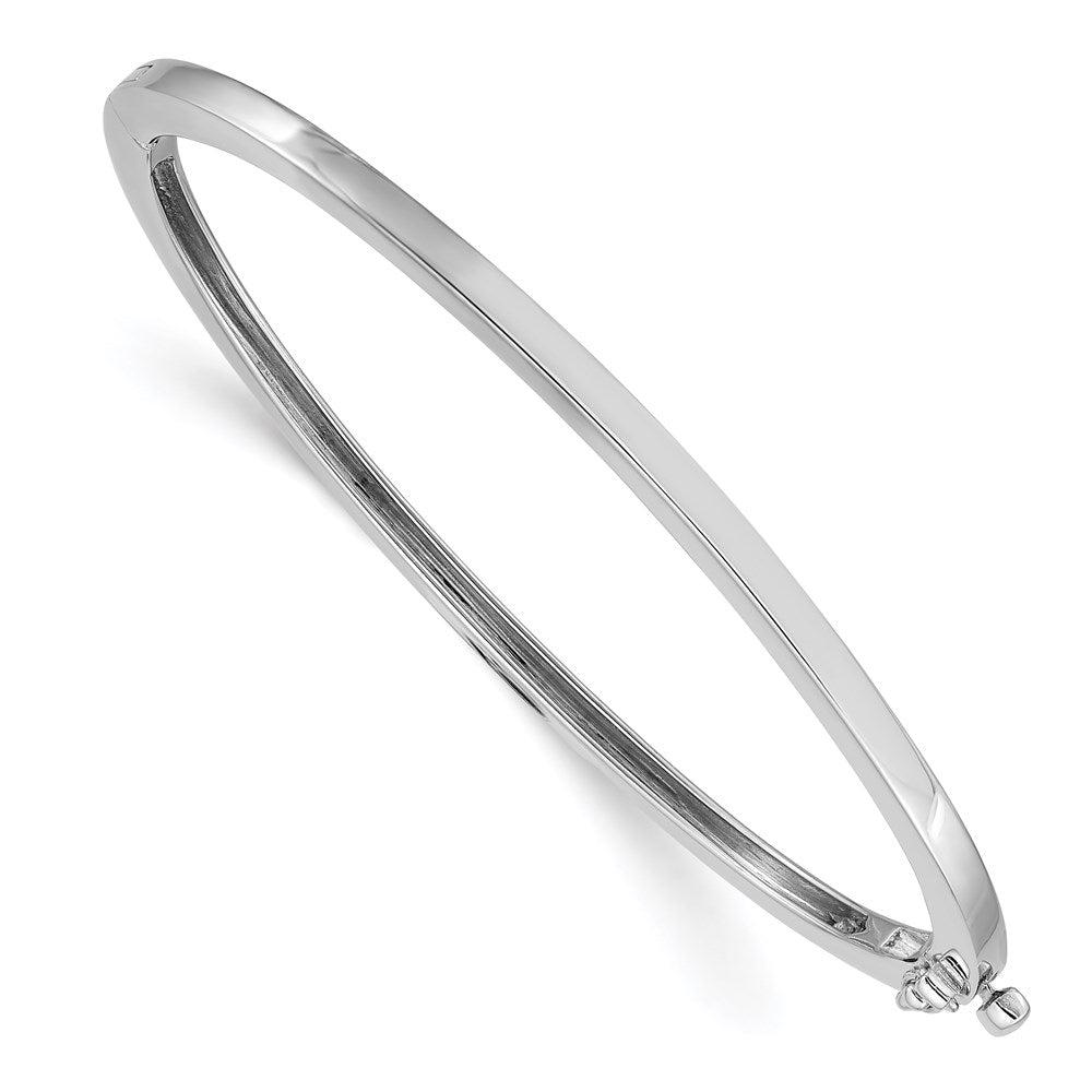 14k White Gold Polished Solid Hinged Oval Bangle Bracelet