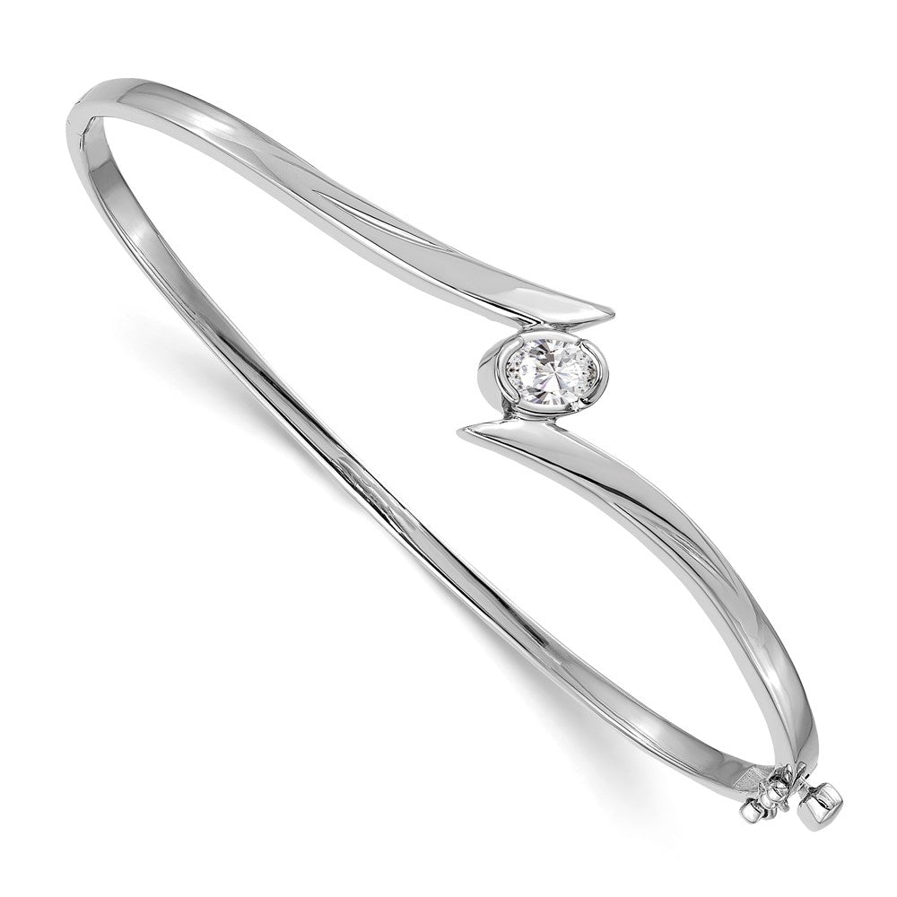 14k White Gold Complete 3/8 carat Oval VS Diamond Hinged Oval Bangle Bracelet