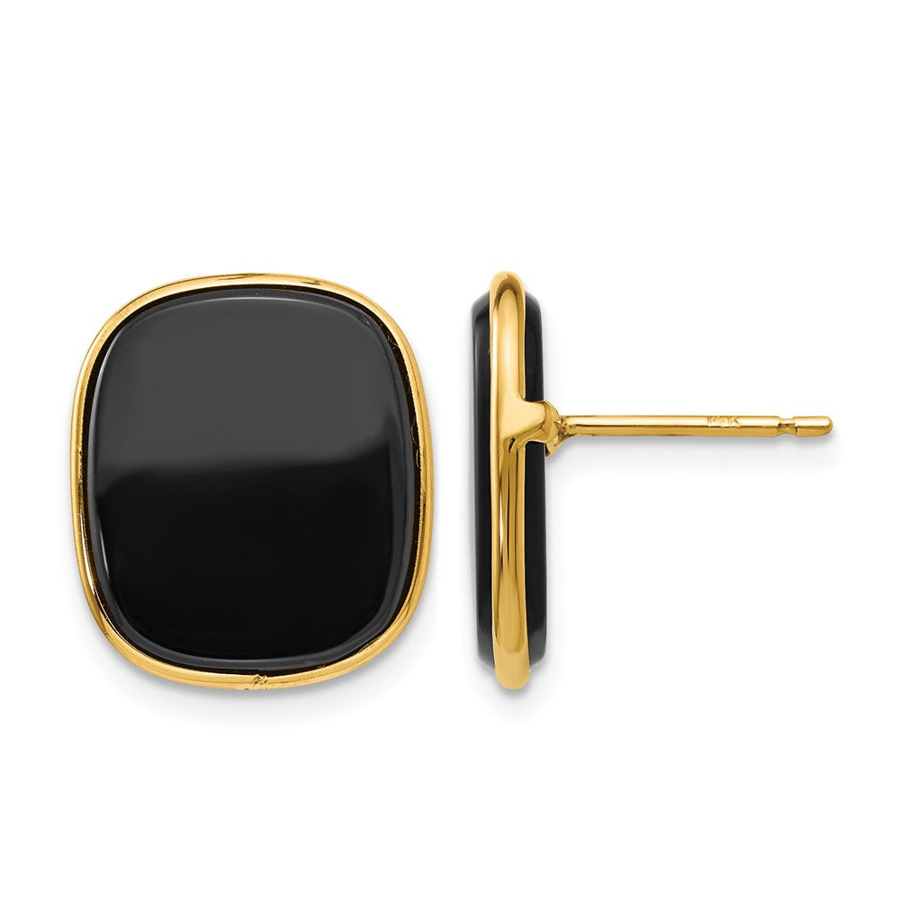 14k 17x Black Onyx Post Earrings