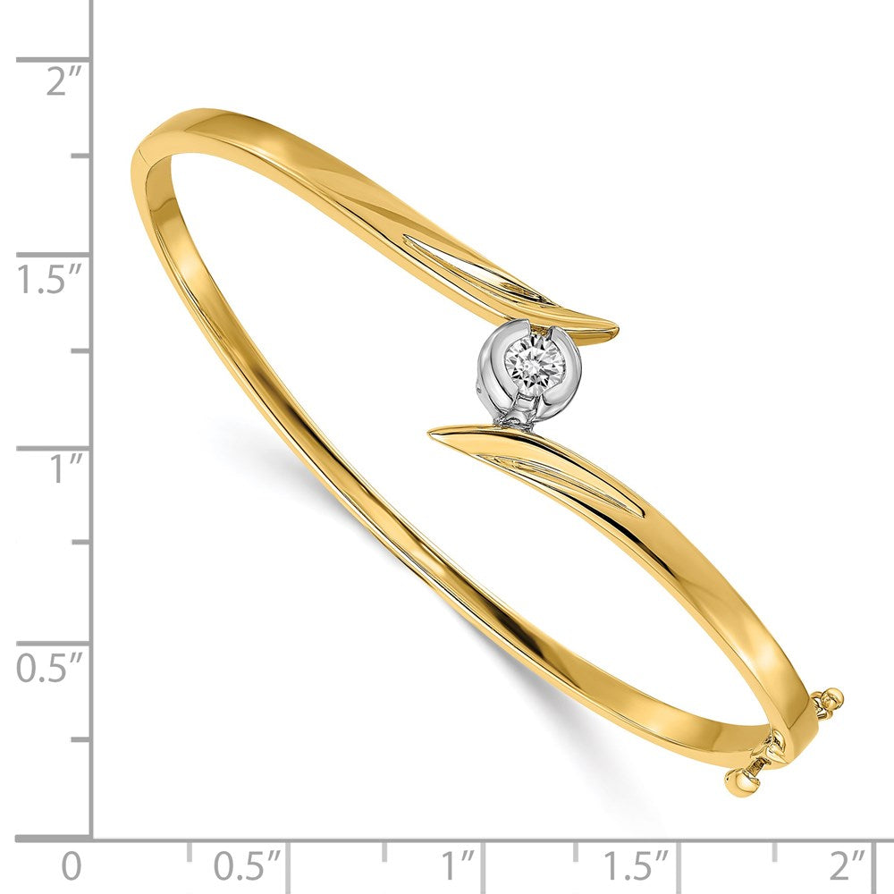 14k Two-tone Complete 1/4 carat AAA Diamond Hinged Oval Bangle Bracelet