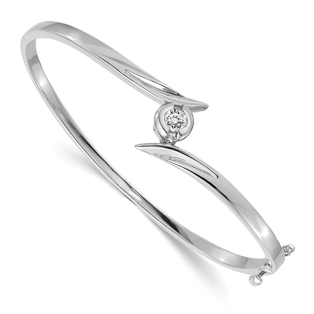 14k White Gold A Hinged Bangle