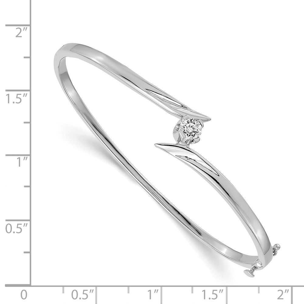 14k White Gold Complete 1/4 carat A Diamond Hinged Oval Bangle Bracelet
